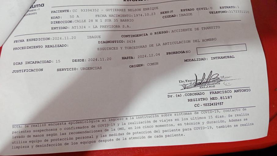 Accidente ninfa
